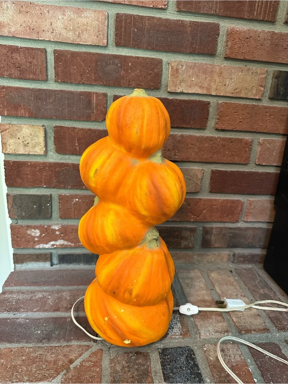 Vintage Gemmy Stacked Pumpkins Halloween Decor Foam Blow Mold Lighted Works 16”
